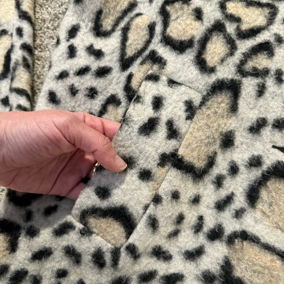 Koton Cream and Black Animal Print Coat - Picture 5 of 9